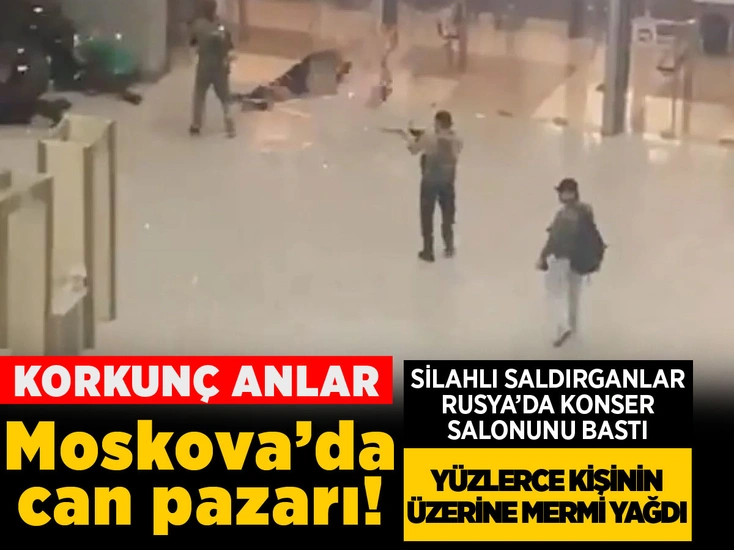 Moskova'da konser salonuna saldırı anı kameraya yansıdı