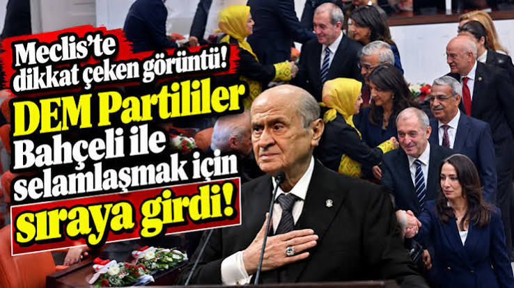 Devlet Bahçeli ile selamlaşmak için sıraya girdi